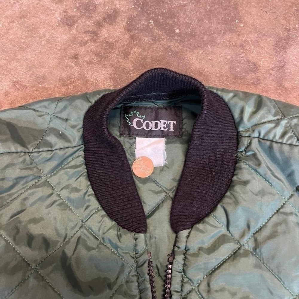 Vintage Codet Quilted Liner Jacket Mens Green Diamond Quilt Full Zip Bomber L - Picture 2 of 7